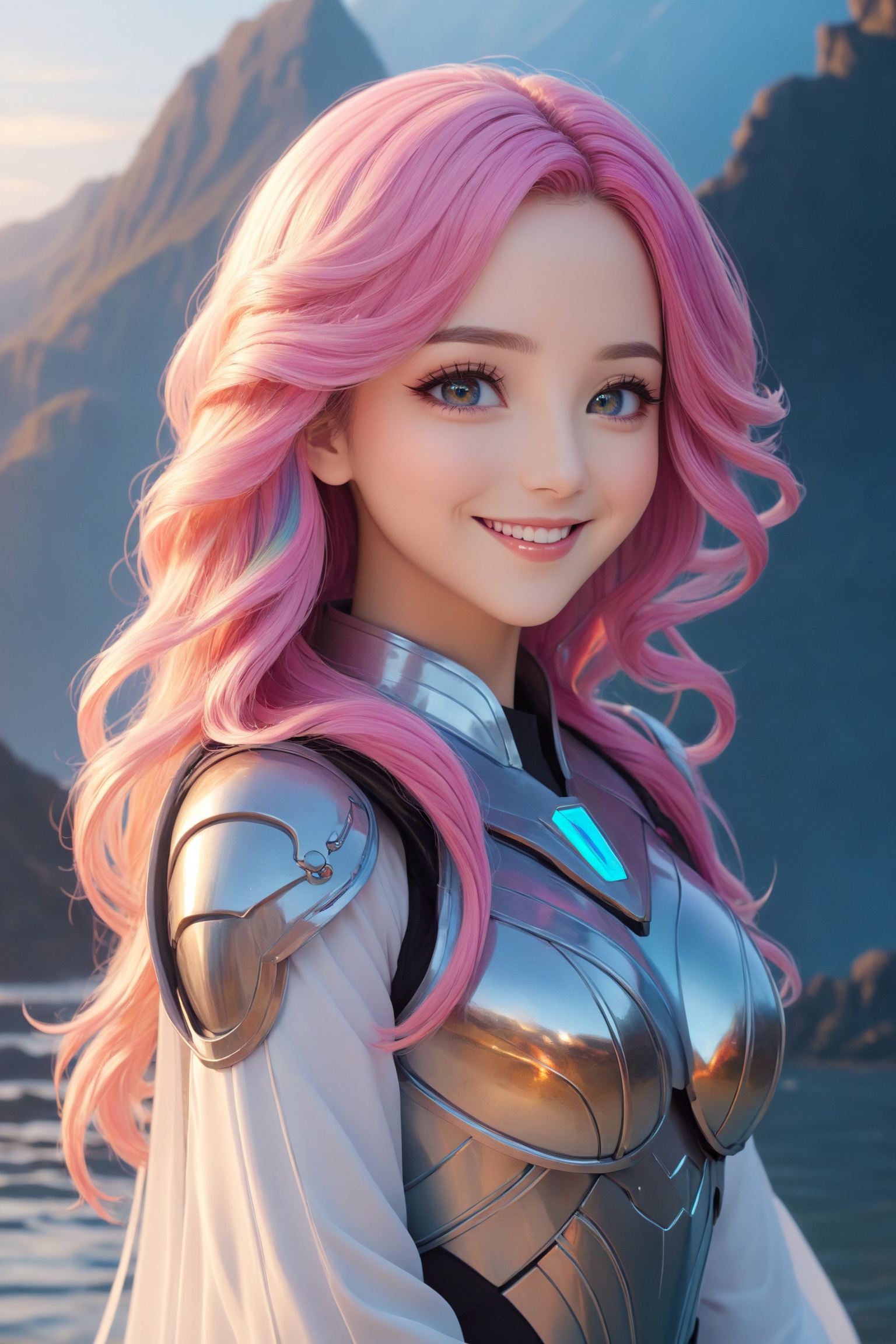 a cute anime girl,  smiling,  beautiful detailed eyes on Tensor.Art