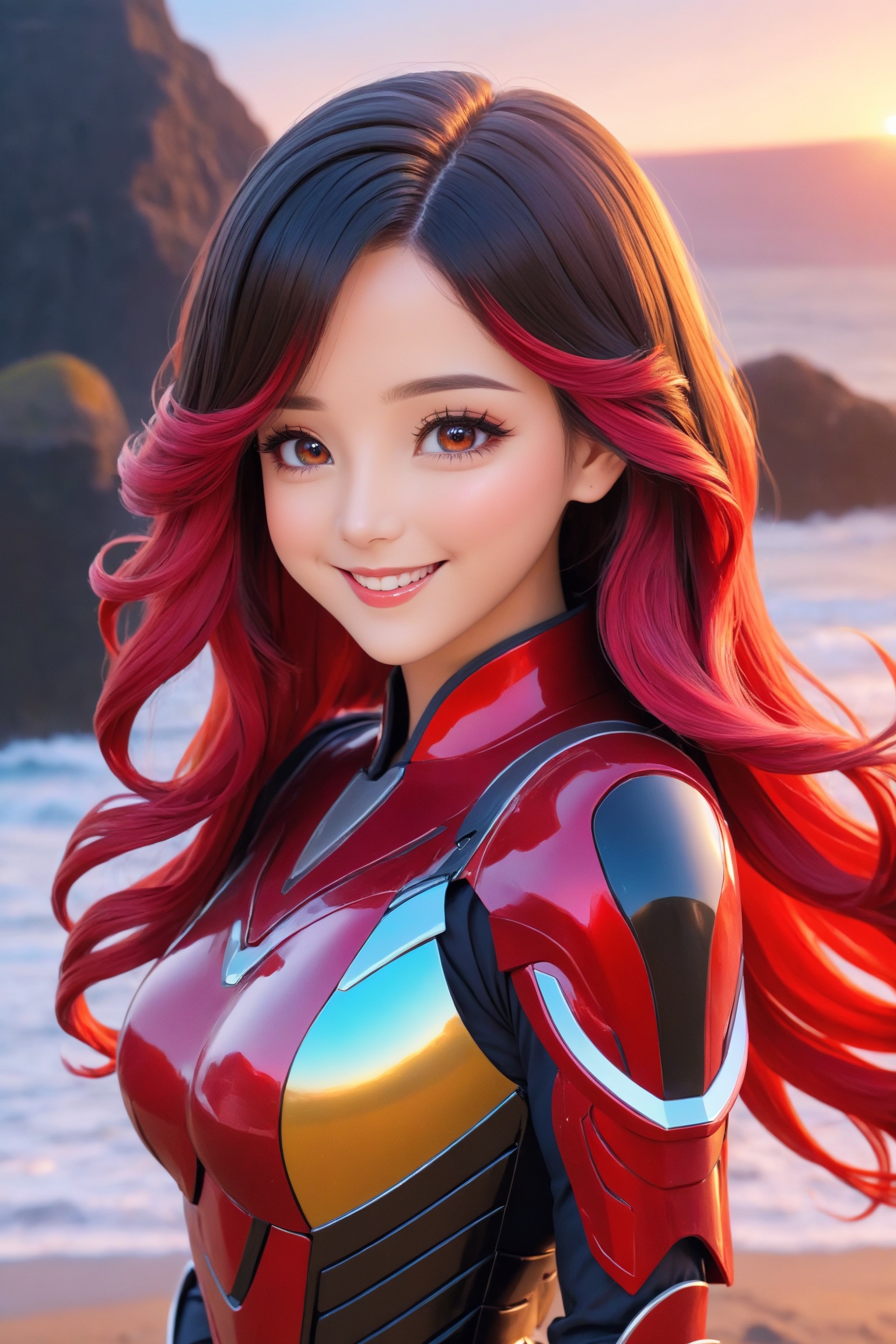 a cute anime girl,  smiling,  beautiful detailed eyes on Tensor.Art