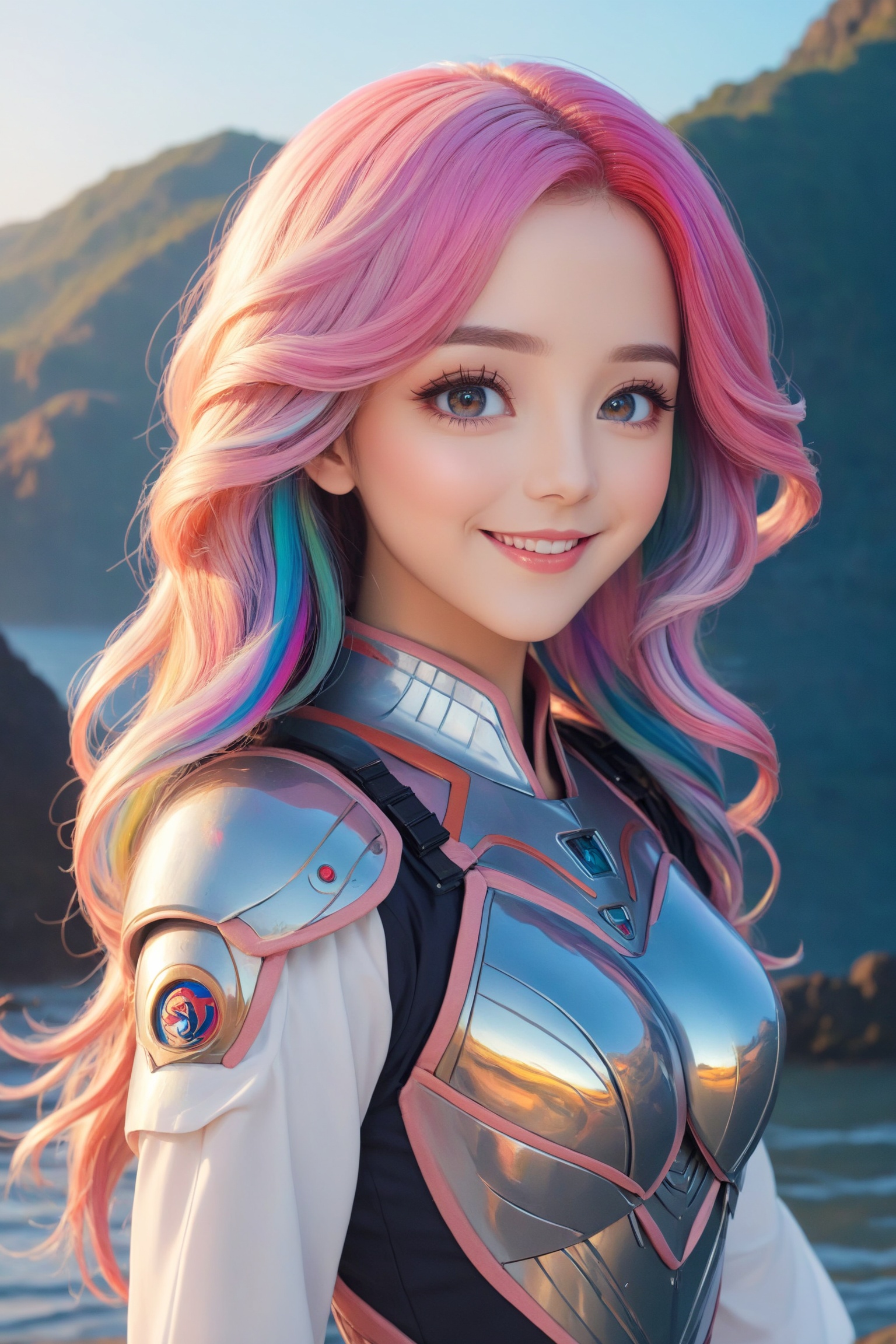 a cute anime girl,  smiling,  beautiful detailed eyes on Tensor.Art
