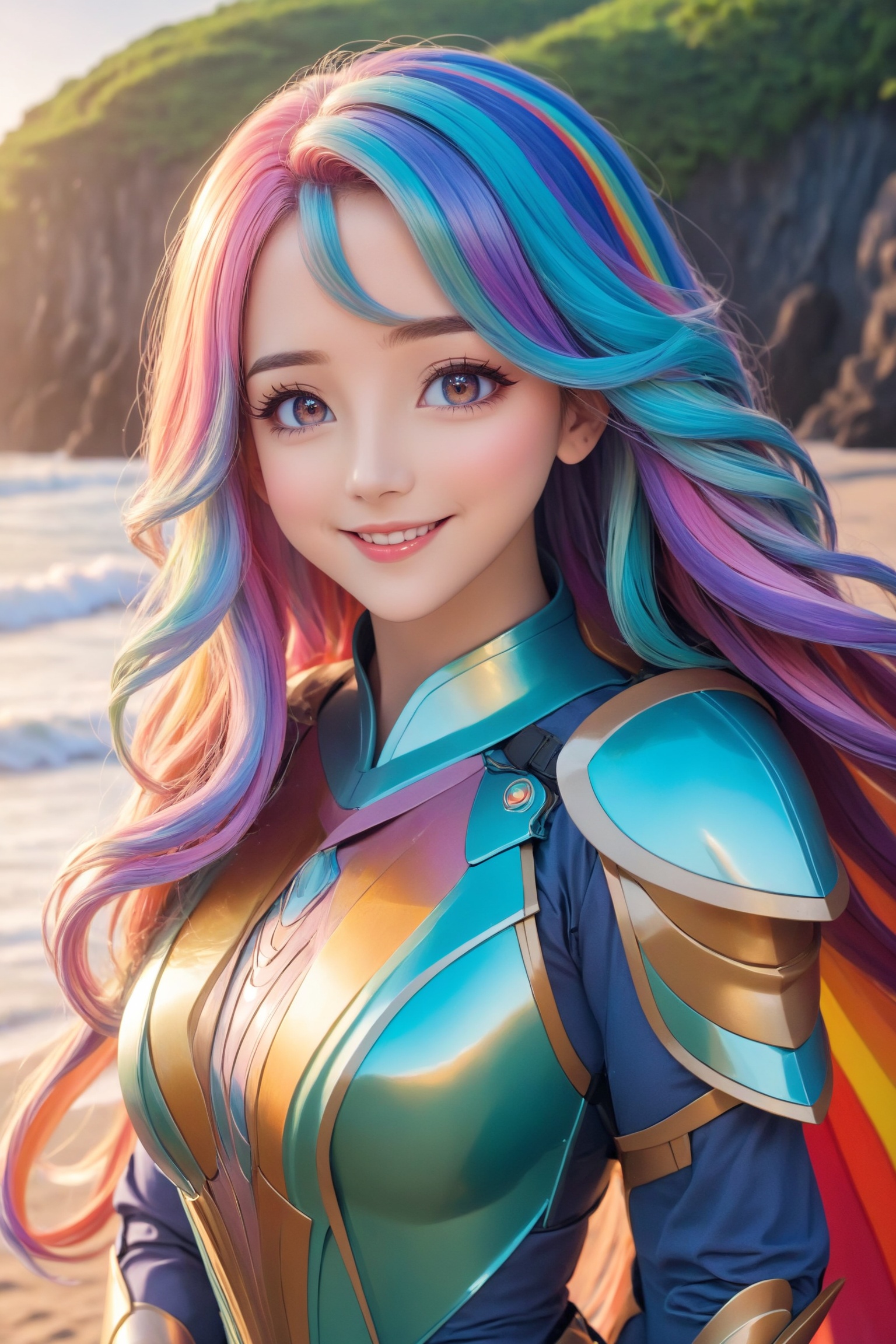 a cute anime girl,  smiling,  beautiful detailed eyes on Tensor.Art