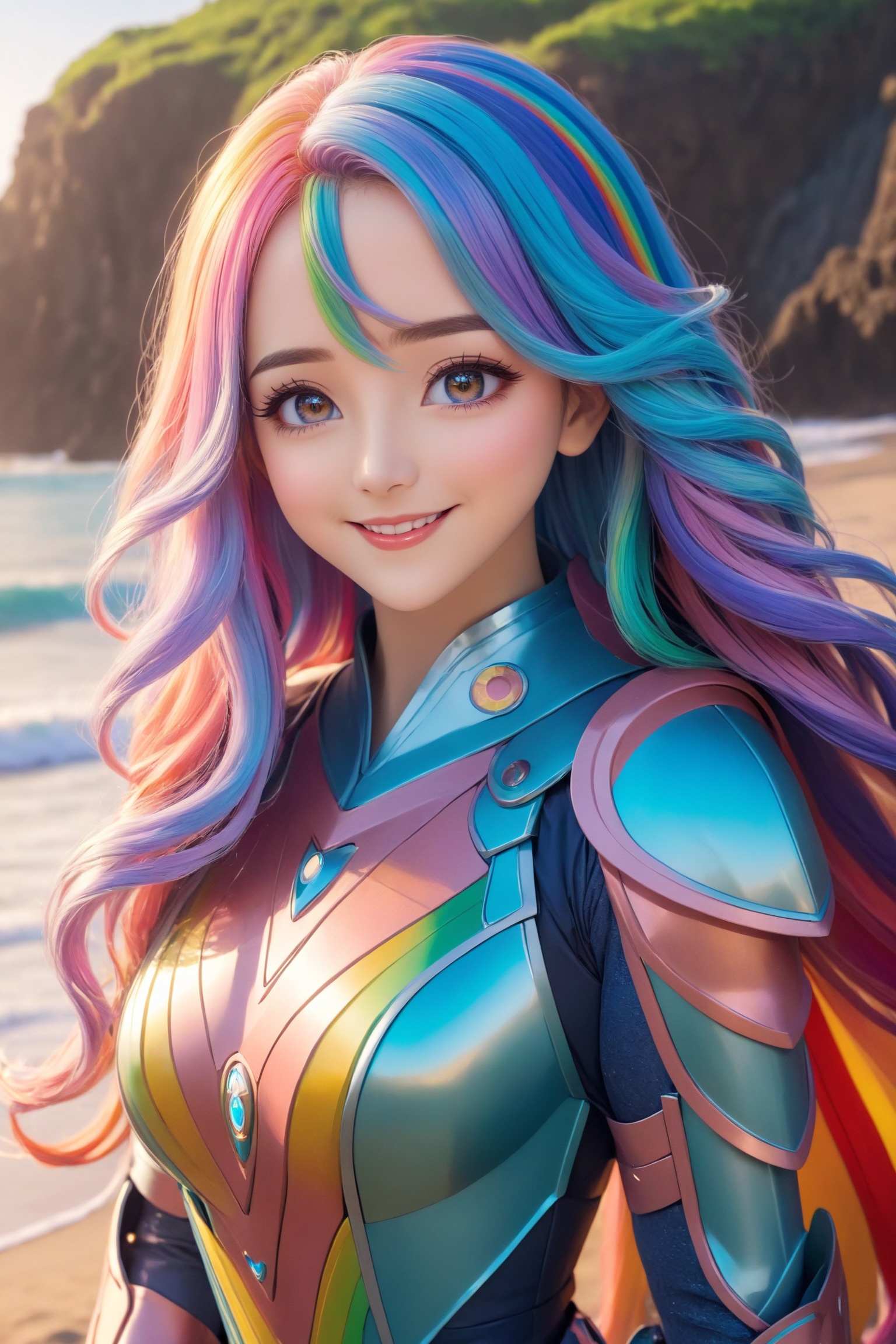 a cute anime girl,  smiling,  beautiful detailed eyes on Tensor.Art