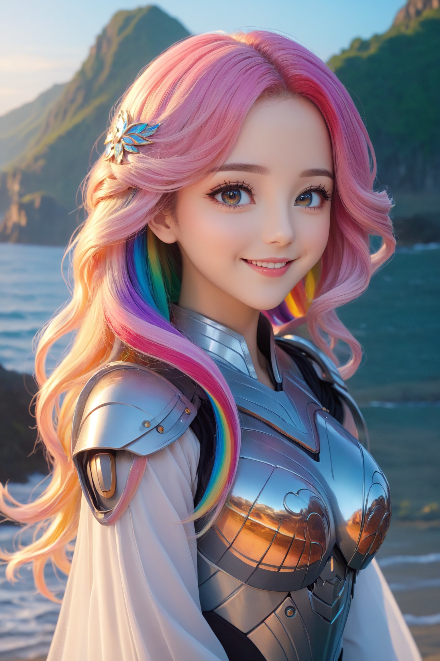 a cute anime girl,  smiling,  beautiful detailed eyes on Tensor.Art