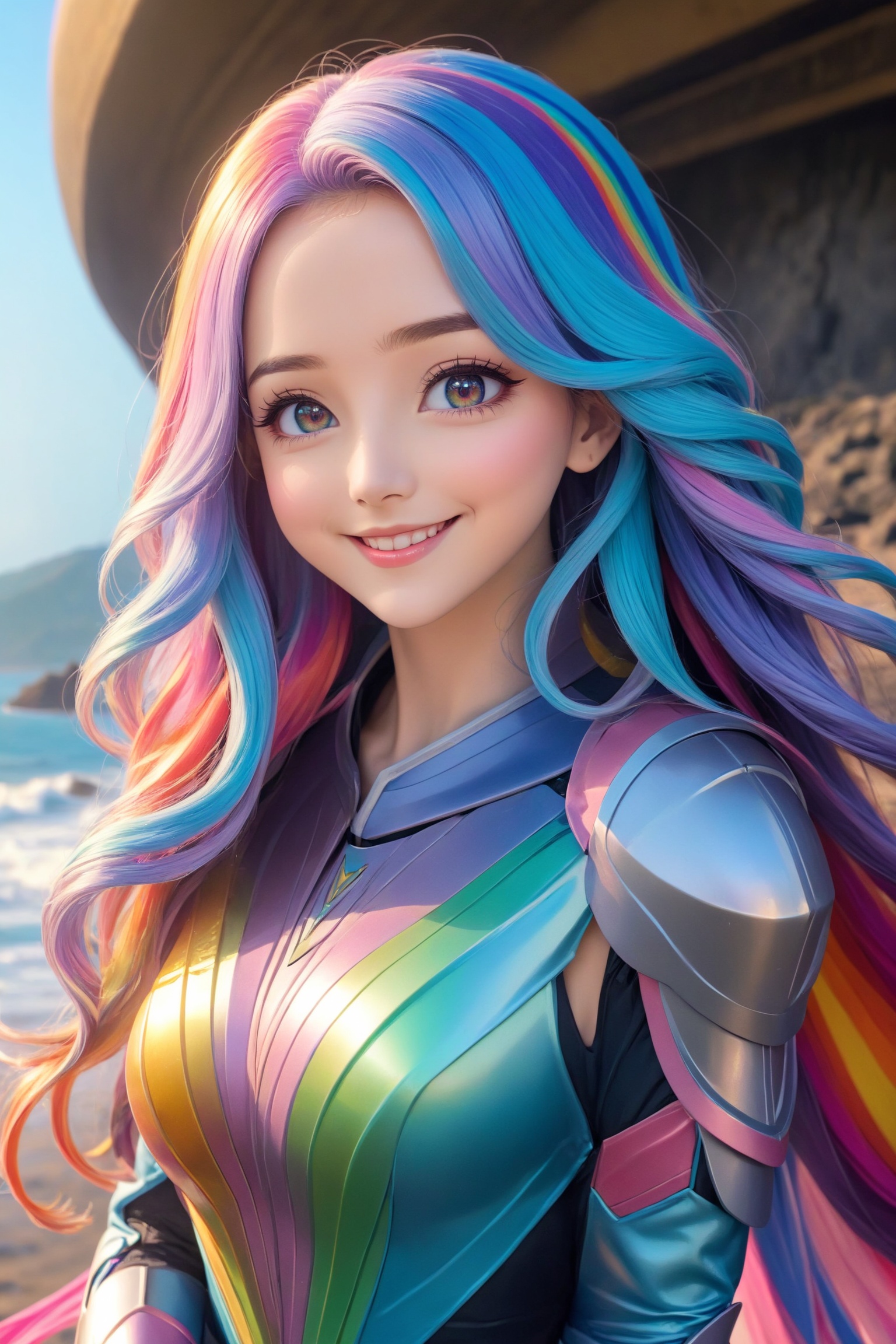 a cute anime girl,  smiling,  beautiful detailed eyes on Tensor.Art