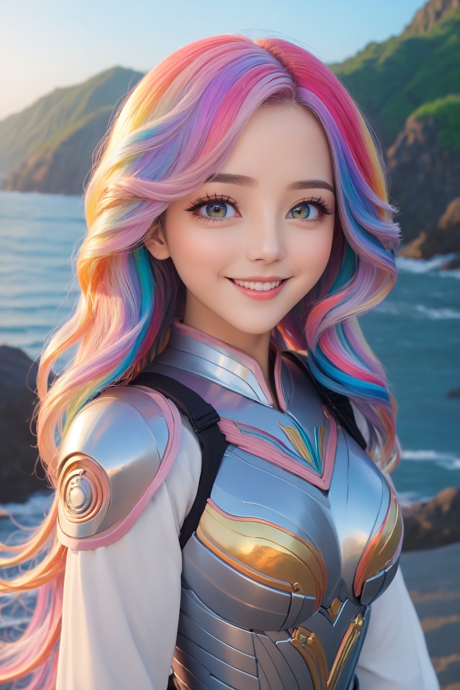 a cute anime girl,  smiling,  beautiful detailed eyes on Tensor.Art