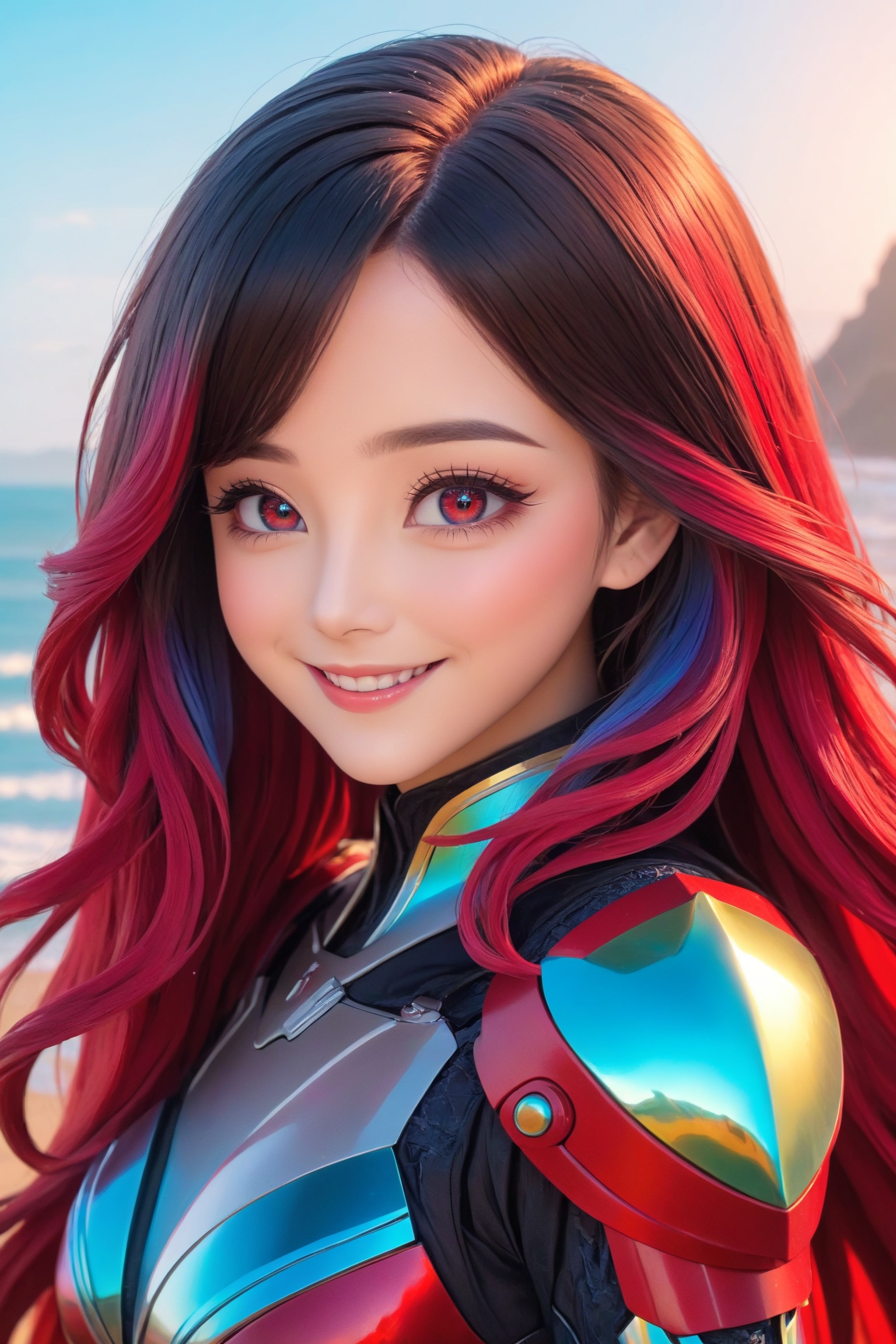 a cute anime girl,  smiling,  beautiful detailed eyes on Tensor.Art