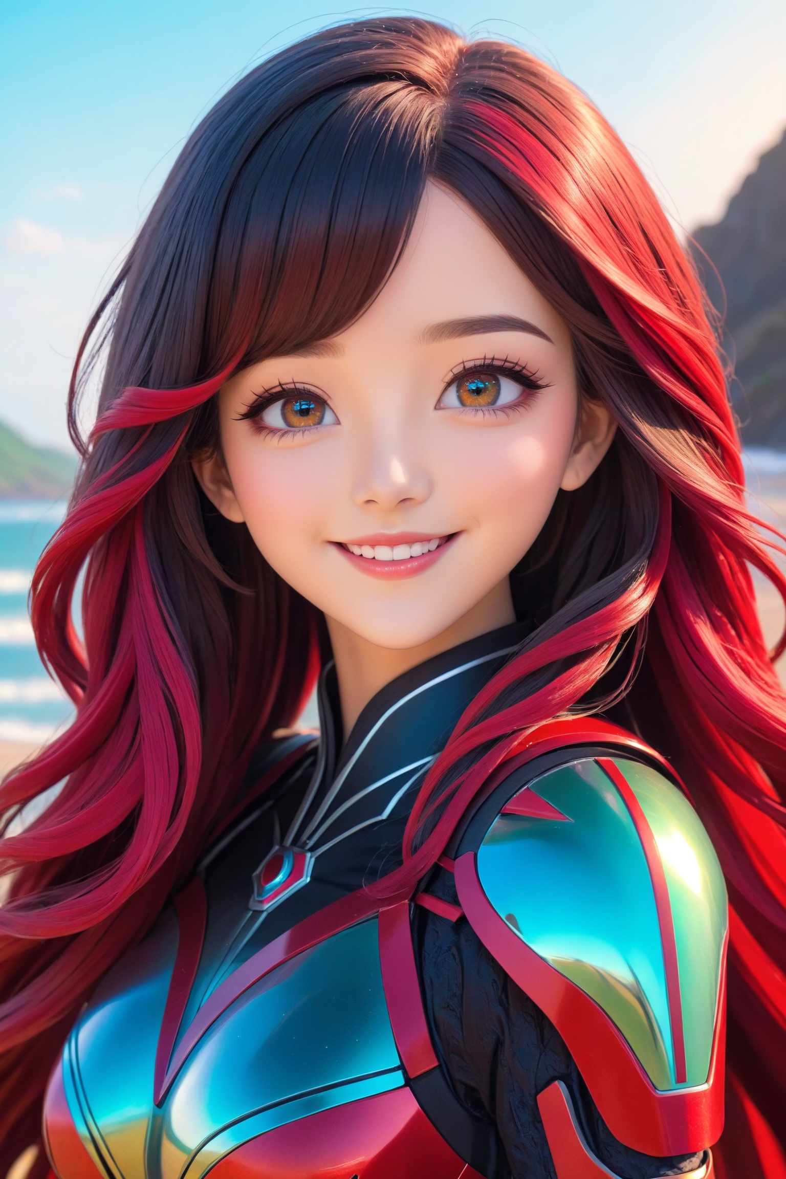 a cute anime girl,  smiling,  beautiful detailed eyes on Tensor.Art