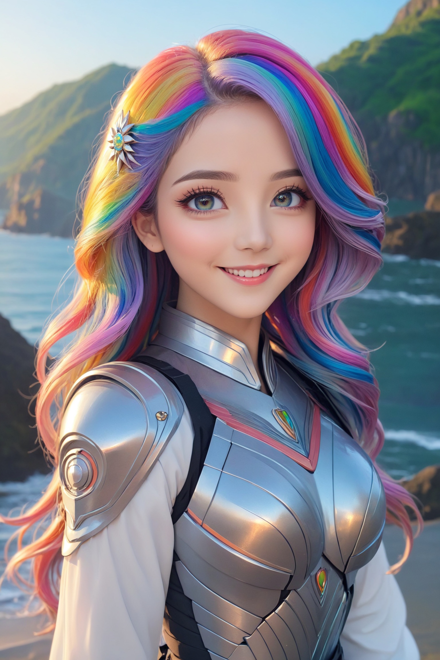 a cute anime girl,  smiling,  beautiful detailed eyes on Tensor.Art