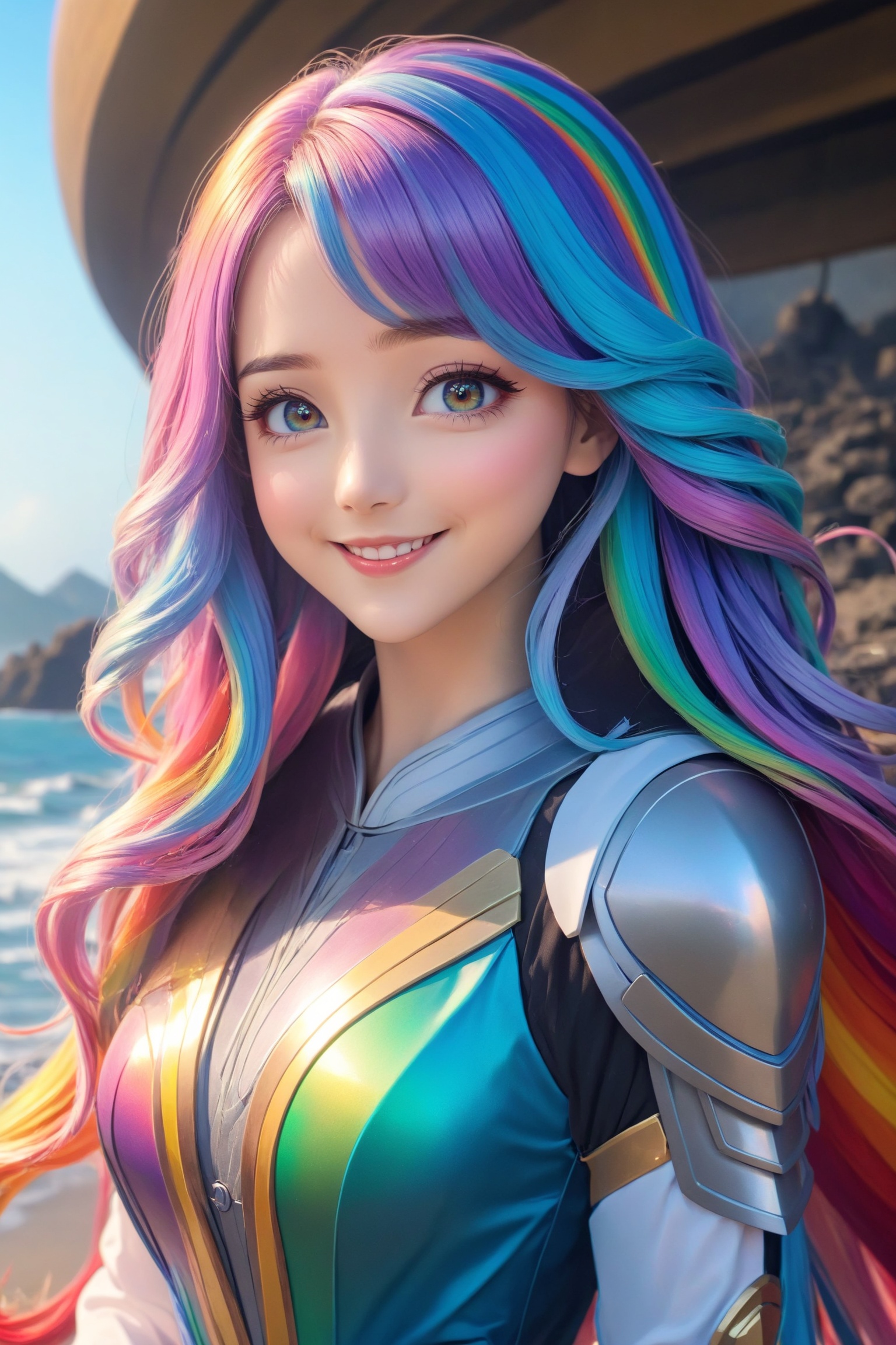 a cute anime girl,  smiling,  beautiful detailed eyes on Tensor.Art