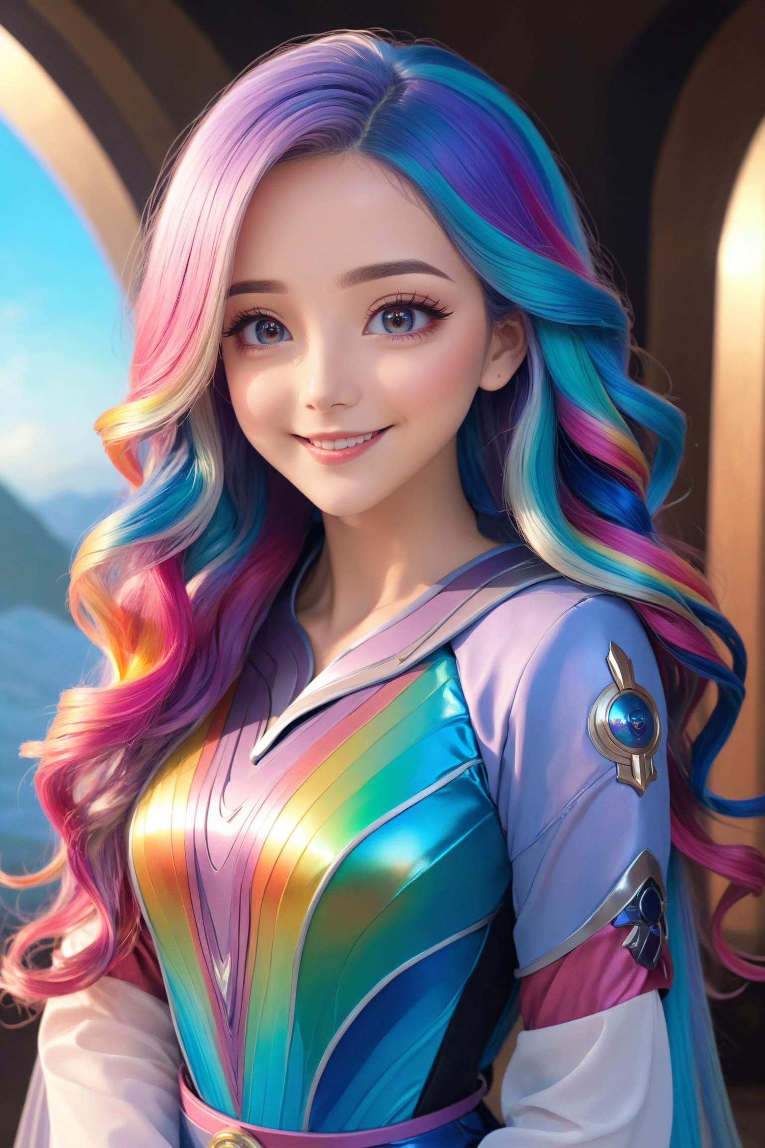 a cute anime girl,  smiling,  beautiful detailed eyes on Tensor.Art