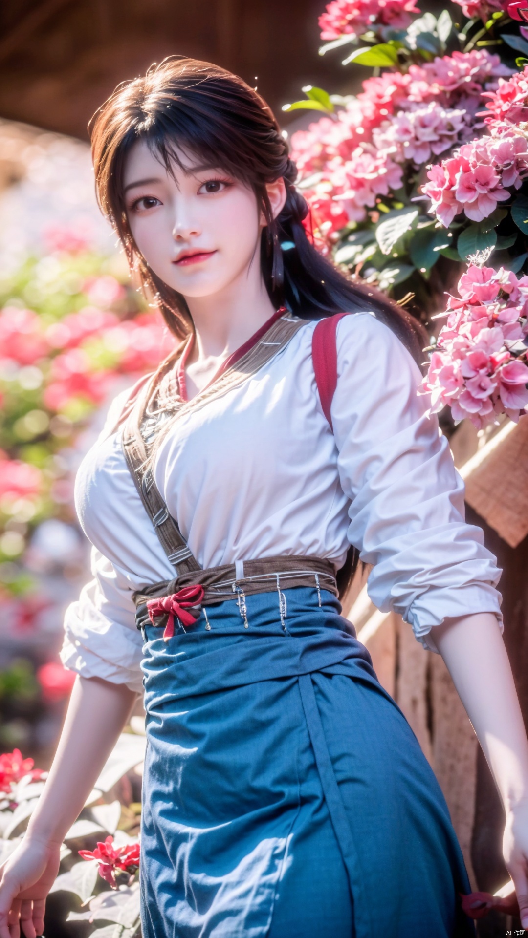  masterpiece,(best quality),cowboy shot,(good structure), dslr quality,depth of field,kind smile,looking_at_viewer,dynamic pose,xhuolinger,(big breasts:1.29),xtianqiong,xyunluo,x-hydrangea, ty-hd,Xhuolinger