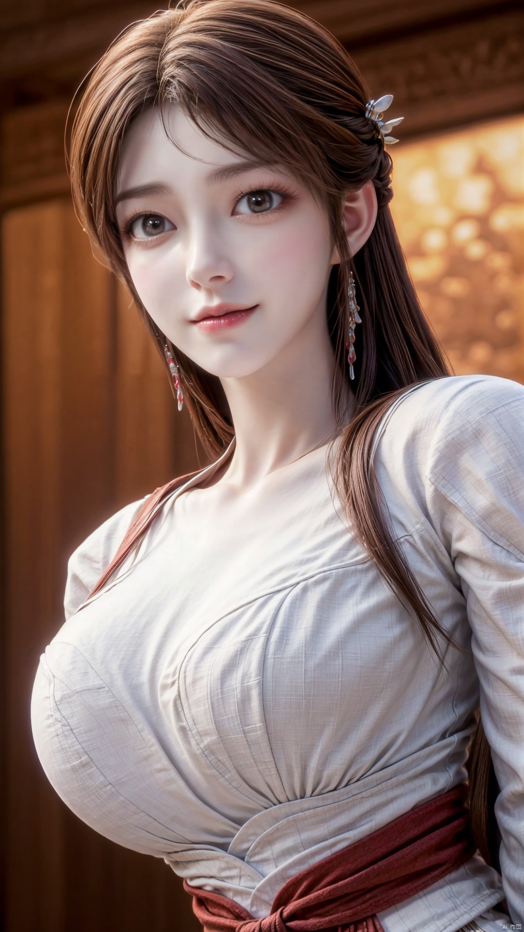  masterpiece,(best quality),cowboy shot,(good structure), dslr quality,depth of field,kind smile,looking_at_viewer,dynamic pose,xhuolinger,(big breasts:1.29),xtianqiong,xyunluo,x-hydrangea, ty-hd,Xhuolinger, 