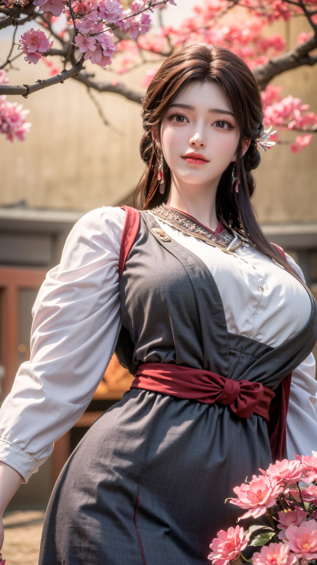  masterpiece,(best quality),cowboy shot,(good structure), dslr quality,depth of field,kind smile,looking_at_viewer,dynamic pose,xhuolinger,(big breasts:1.29),xtianqiong,xyunluo,x-hydrangea, ty-hd,Xhuolinger