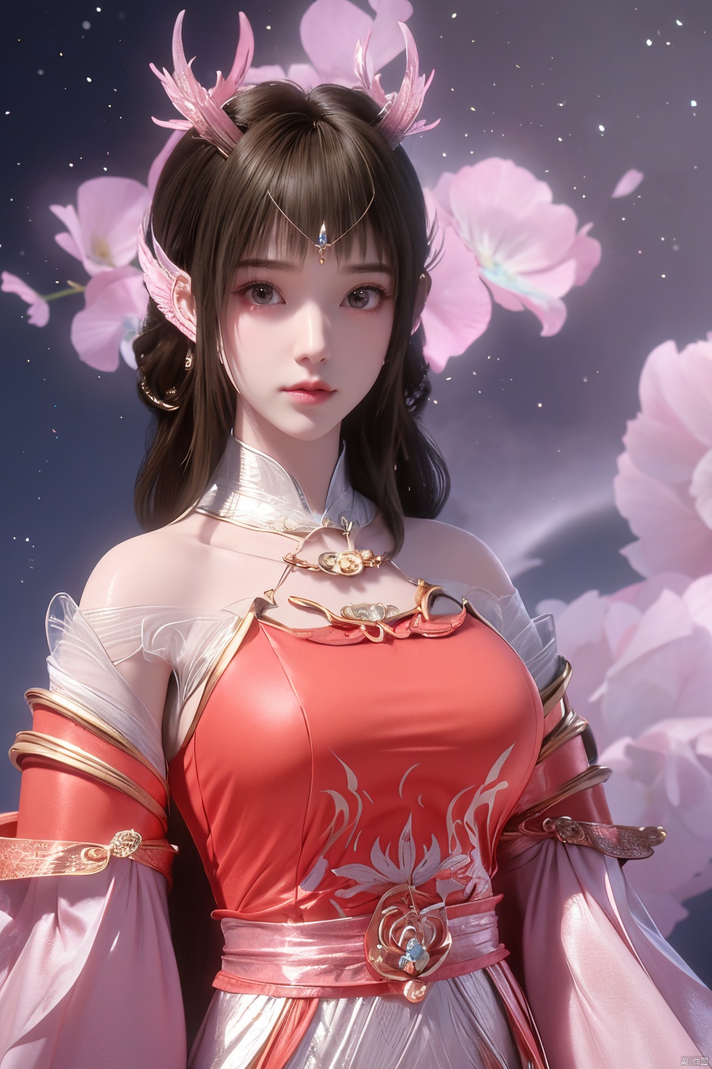 masterpiece,best quality,official art,extremely detailed CG unity 8k wallpaper,1girl, upper body,chinese clothes, above clouds, asteroid, spacecraft,Xyunluo,(big_breasts:1.39),(Hydrangea,X-Hydrangea),Xlimuwan, Water_butterfly,Xcheongsam, desert_sky,girl,depth of field,