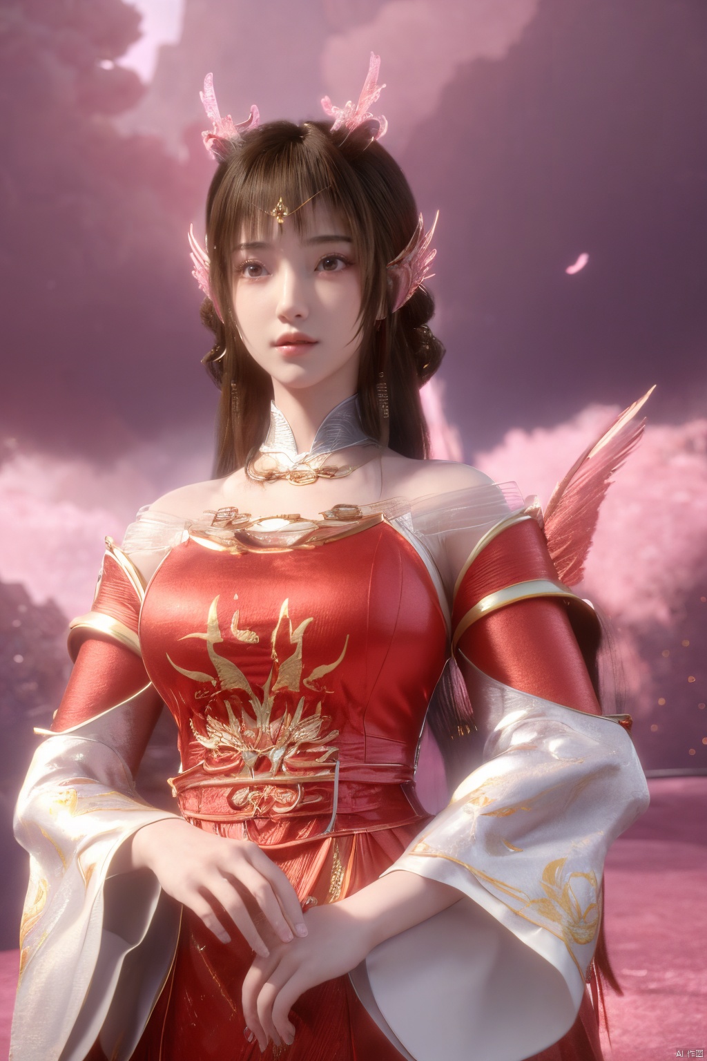 masterpiece,best quality,official art,extremely detailed CG unity 8k wallpaper,1girl, upper body,chinese clothes, above clouds, asteroid, spacecraft,  ,Xyunluo,(big_breasts:1.29),X-Hydrangea,Xlimuwan, Water_butterfly,Xcheongsam, desert_sky,girl,depth of field,
