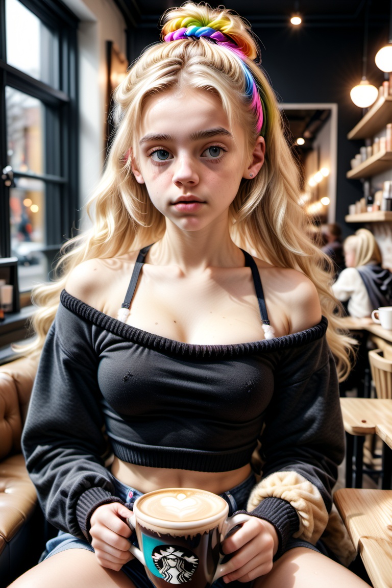 Hyper-realistic snapshot of a lovely Swiss teenage girl,  18,  donning black crop top on Tensor.Art