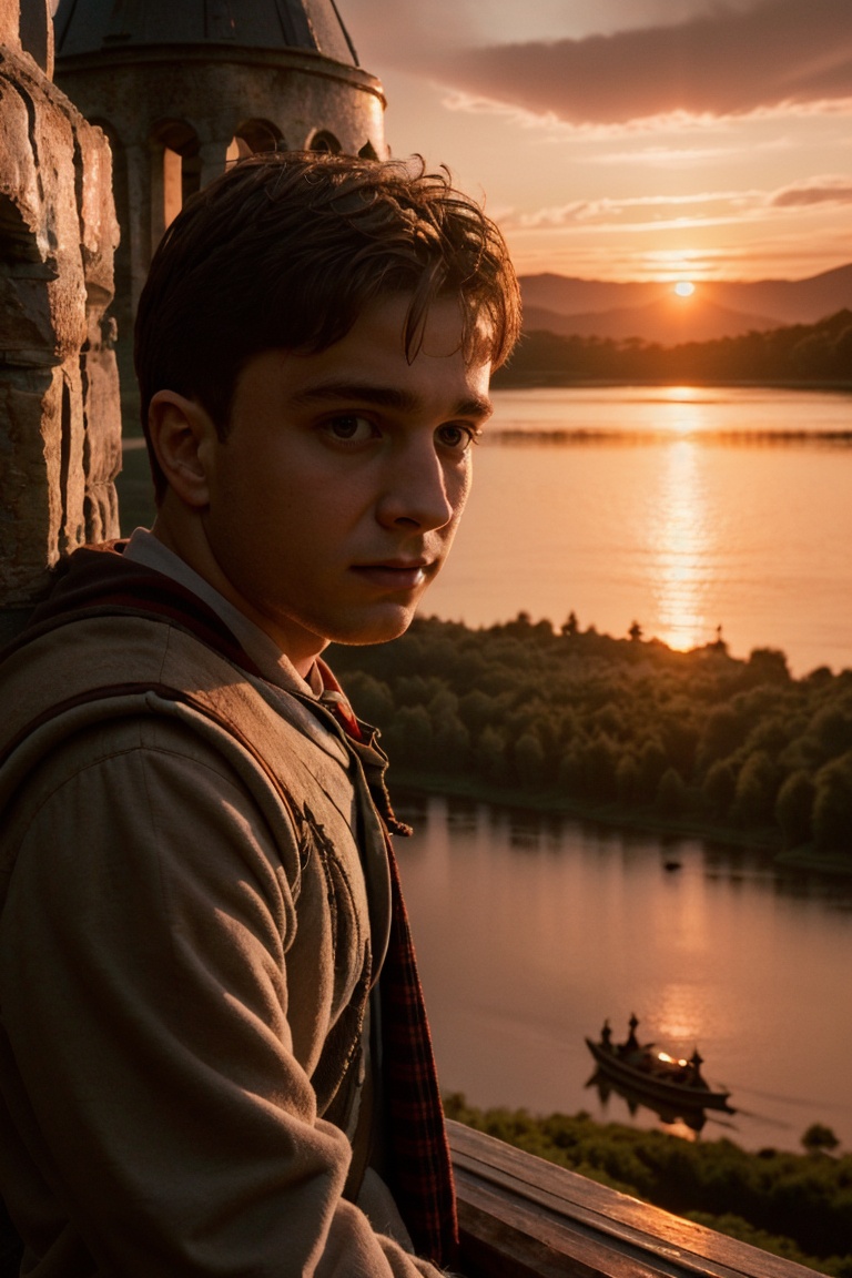 inside of Hogwarts ,  sunset,  lake on Tensor.Art