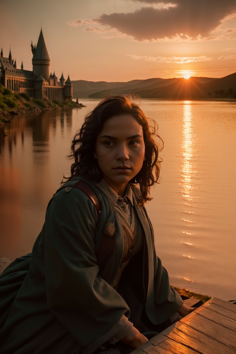 inside of Hogwarts ,  sunset,  lake on Tensor.Art