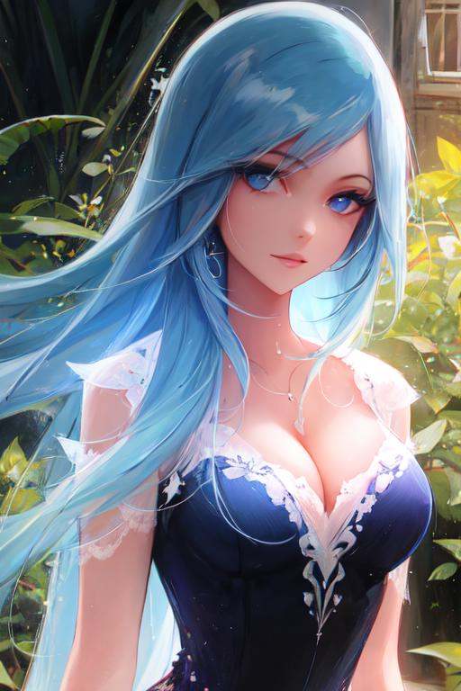 1girl,  blue_hair,  breasts on Tensor.Art