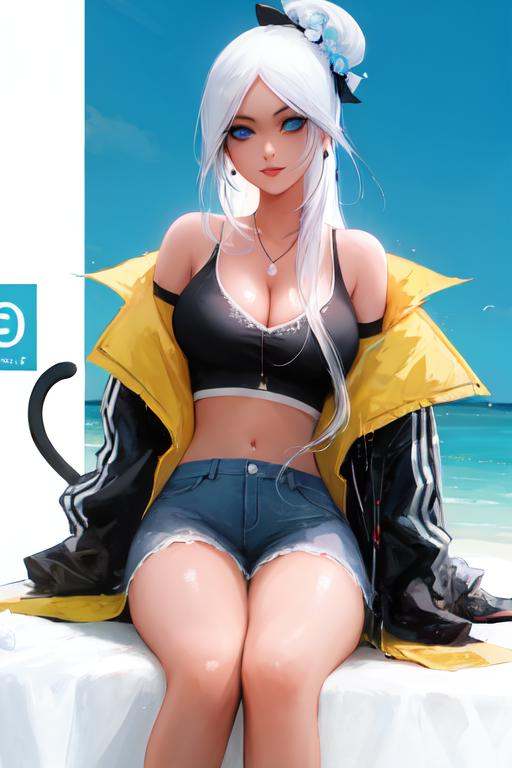 1girl,  animal_ears,  bare_shoulders on Tensor.Art