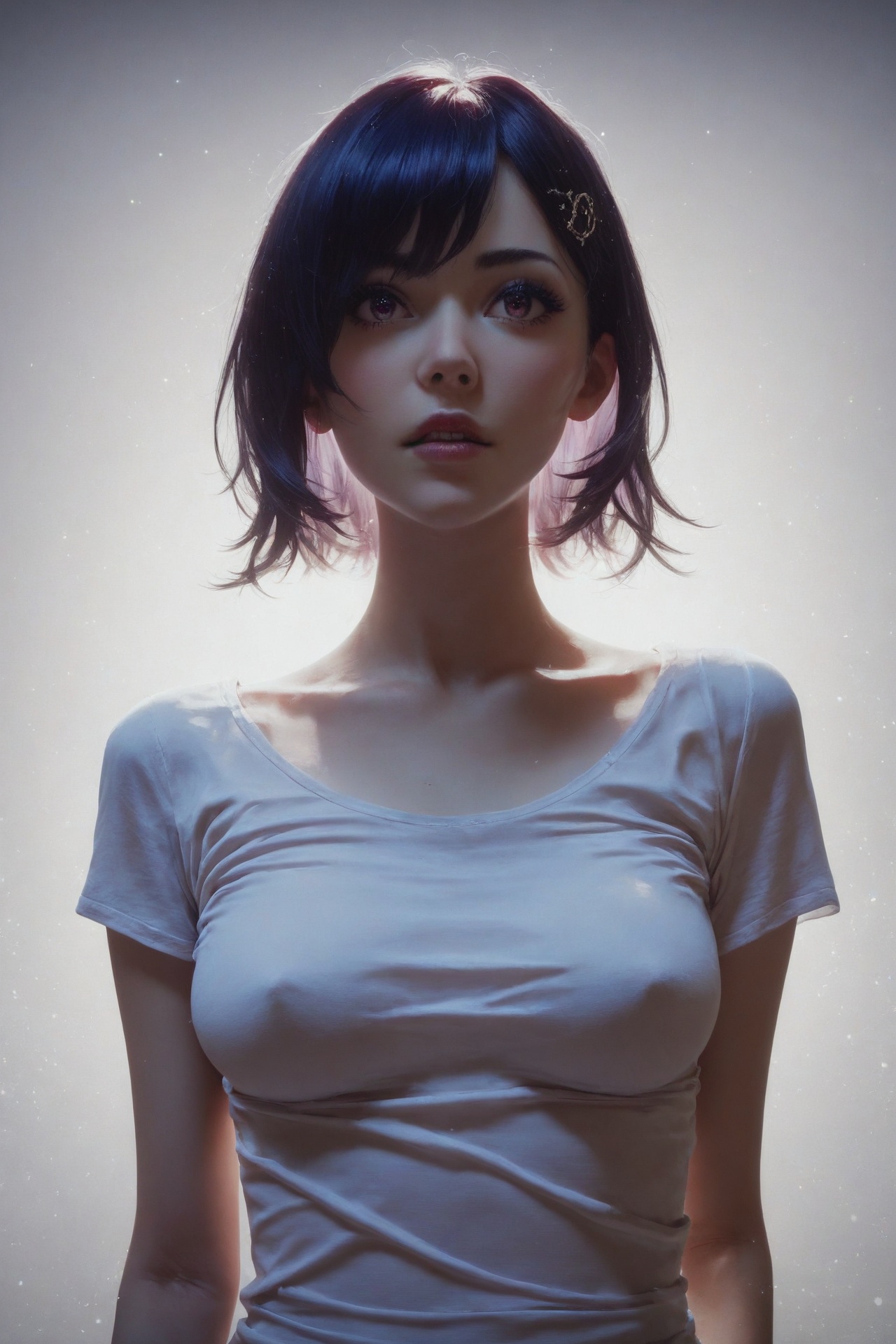 score_9, score_8_up, score_7_up, rating_safe, realistic, photo, raw lighting, BREAK, best quality, dynamic angle, highest detailed, upper body photo, fashion photography of busty cute girl, intense short pink, ultrahigh resolution textures, in dynamic pose, bokeh, school girl (intricate details, hyperdetailed)1.1, detailed, moonlight passing through hair, perfect night, fantasy background