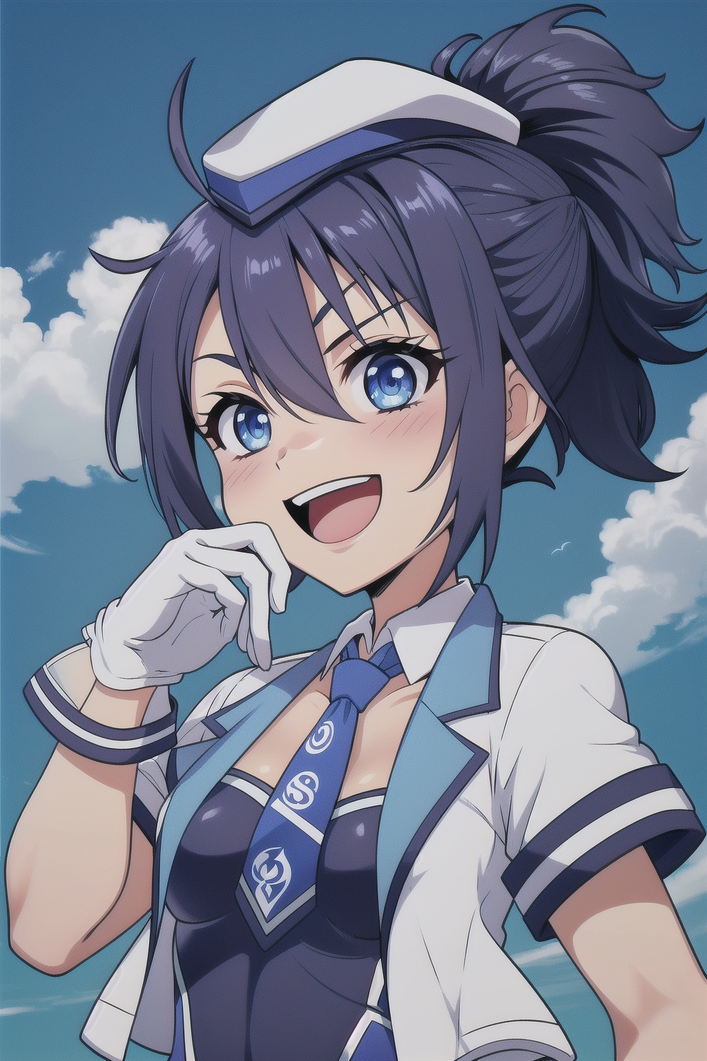 smile,  short hair,  open mouth on Tensor.Art