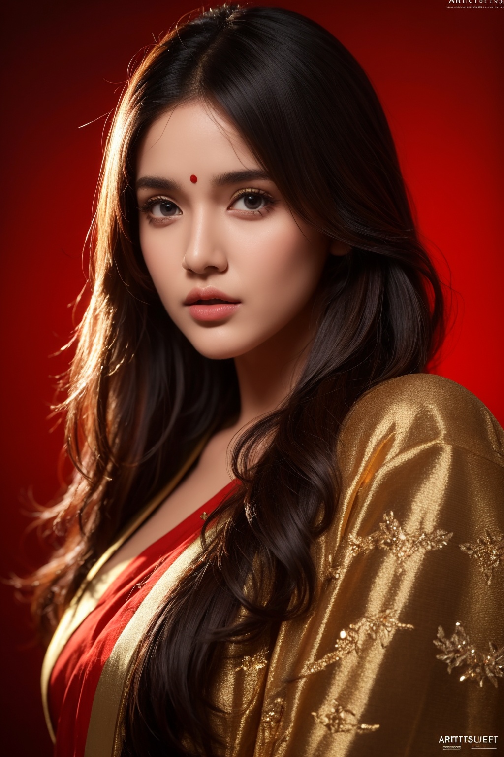A confident-looking indian with long flowing hair,  looking at viewer,  hazel eyes on Tensor.Art