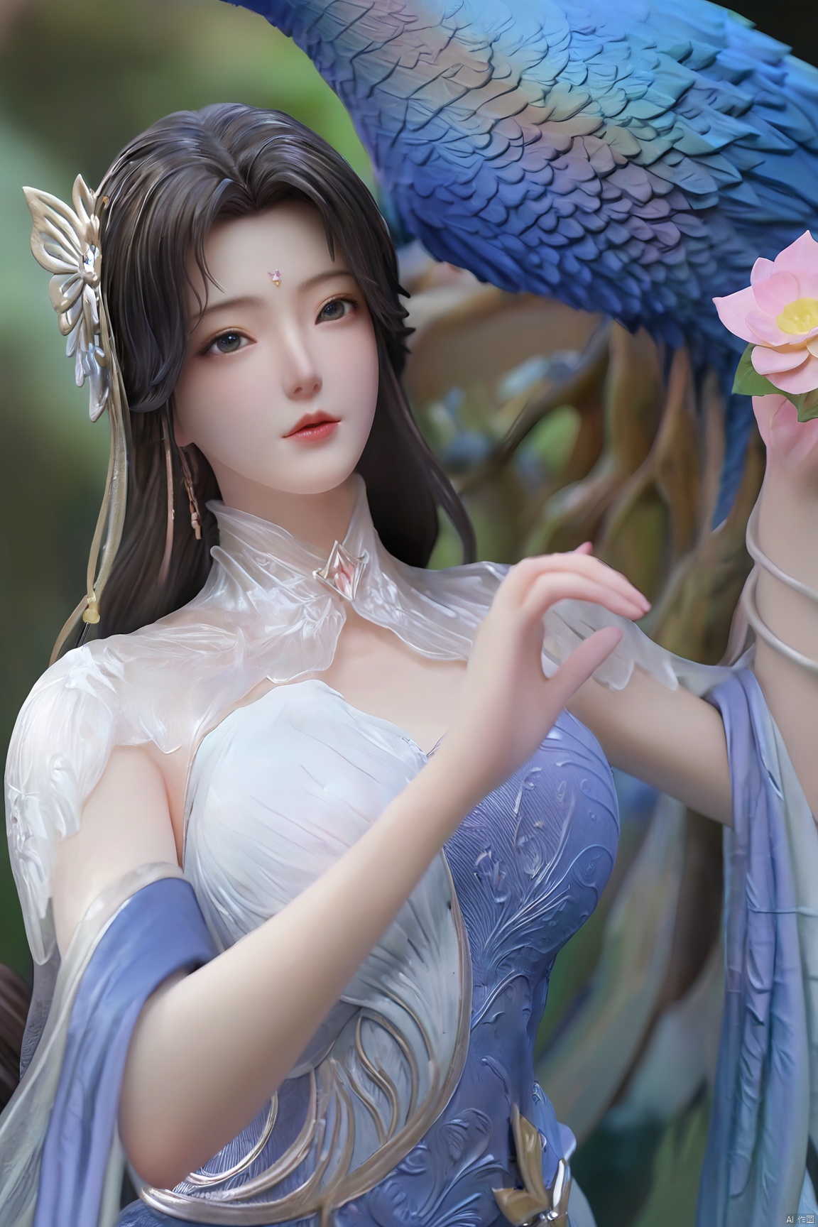  Best Quality, masterpiece, ultra-high resolution, (photo realistic: 1.4) , Fantastical verisimilitude, 1 girl,flower,,(big breasts:1.39),Xliushen,Hydrangea,XyunxiPVC,Xyunluo,Xtianqiong,Xbaihehuai,hand