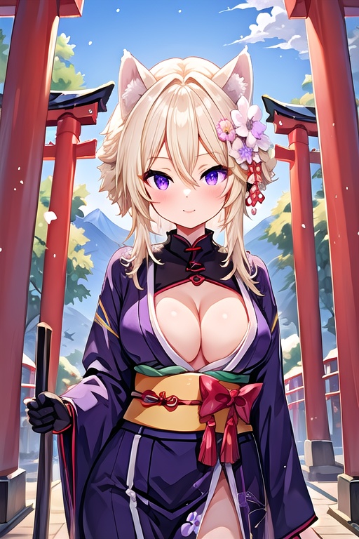 zeta,  animal ears,  purple eyes on Tensor.Art