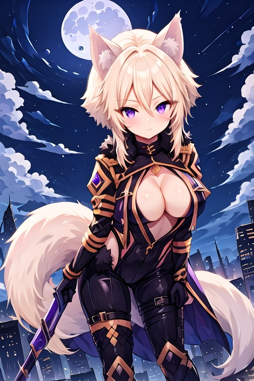 zeta,  animal ears,  purple eyes on Tensor.Art