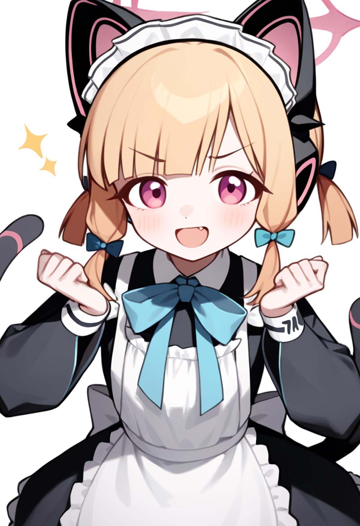score_9,score_8_up,score_7_up,<lora:blue_archive_all_v3:1>,1girl, momoi_\(blue_archive\), maid_headdress, solo, official_alternate_costume, momoi_\(maid\)_\(blue_archive\), highres, looking_at_viewer, white_background, :d, open_mouth, cat_ear_headphones, pink_halo, simple_background