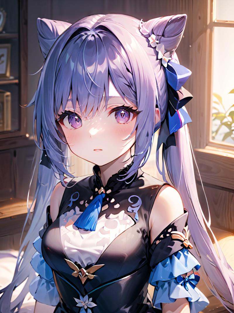 ultra-detailed,(best quality),((masterpiece)),(highres),original,extremely detailed 8K wallpaper,(an extremely delicate and beautiful),best_hand,anime,1girl,<lora:Keqing2_xl:1>,(\ke qing\),Conservative clothing