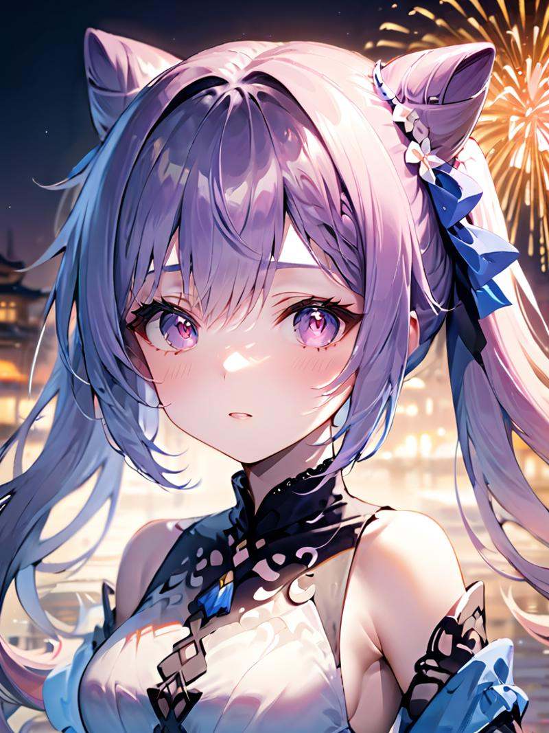 ultra-detailed,(best quality),((masterpiece)),(highres),original,extremely detailed 8K wallpaper,(an extremely delicate and beautiful),best_hand,anime,1girl,,<lora:Keqing2_xl:1>,