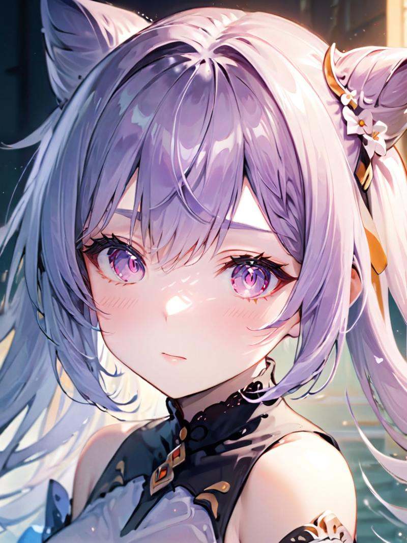 ultra-detailed,(best quality),((masterpiece)),(highres),original,extremely detailed 8K wallpaper,(an extremely delicate and beautiful),best_hand,anime,1girl,<lora:Keqing2_xl:1>,(\ke qing\),Face close-up,