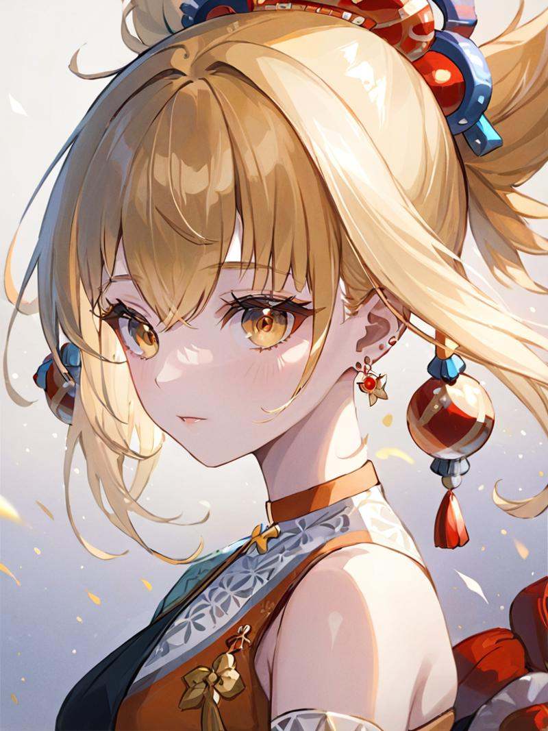 ultra-detailed,(best quality),((masterpiece)),(highres),original,extremely,<lora:xiaogongx_xl:1>,(\xiao gong\),ornament,blonde hair，bangs,earrings,