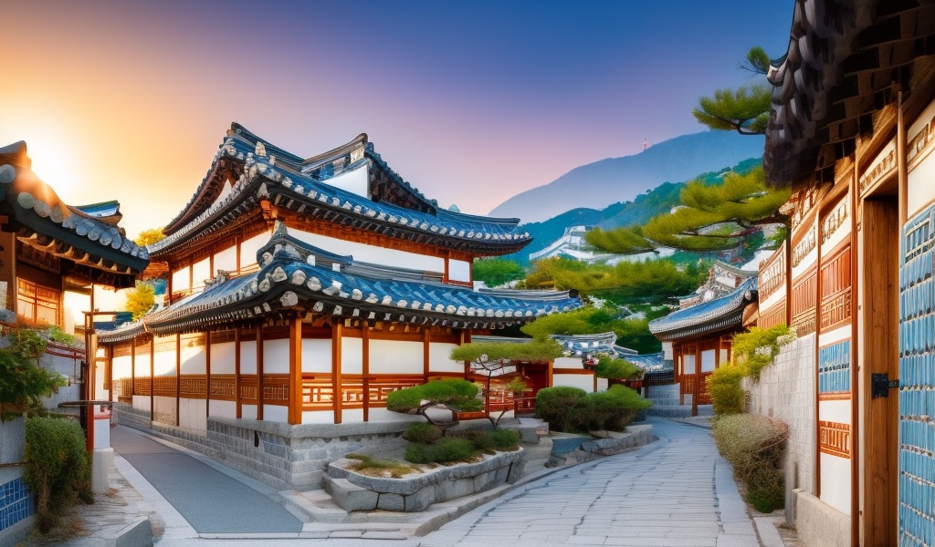 Traditional korea village,  real world,  stone road on Tensor.Art