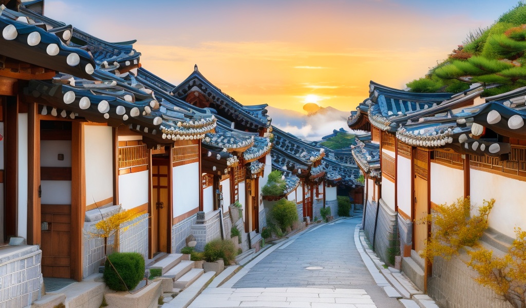 Traditional korea village,  real world,  stone road on Tensor.Art