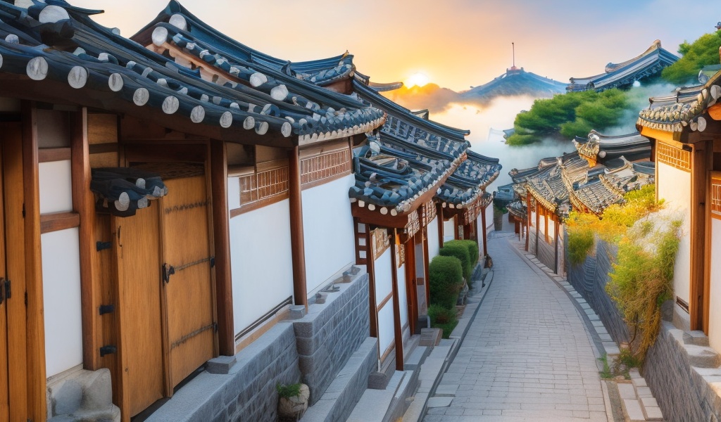 Traditional korea village,  real world,  stone road on Tensor.Art
