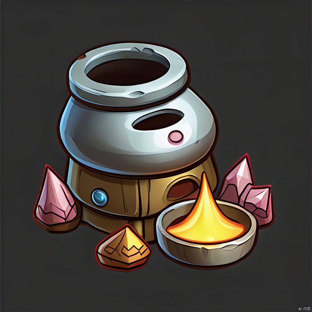 Hand-painted style game ICONS, a delicate gem three kingdoms Tripod furnace, aesthetic