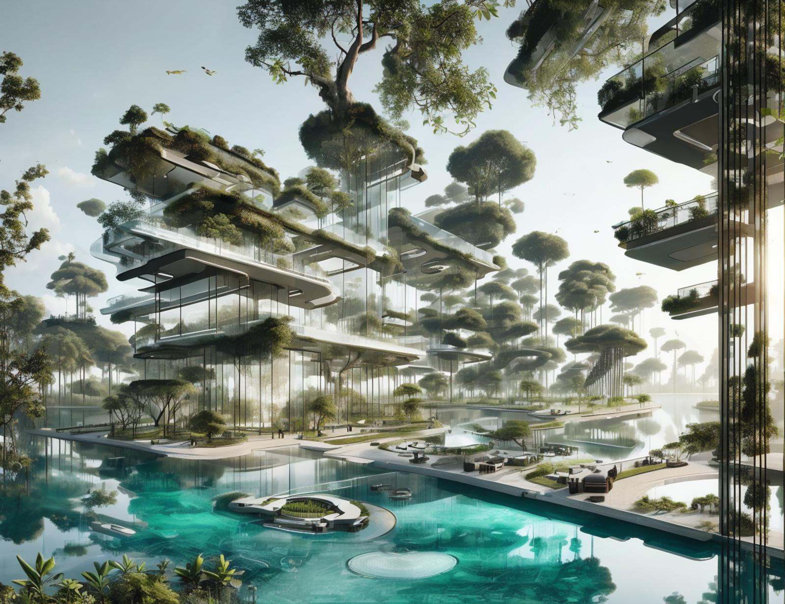 DonM71m37r4v3l industrial city mansion in mangrove forest biome by DonMischo on Tensor.Art