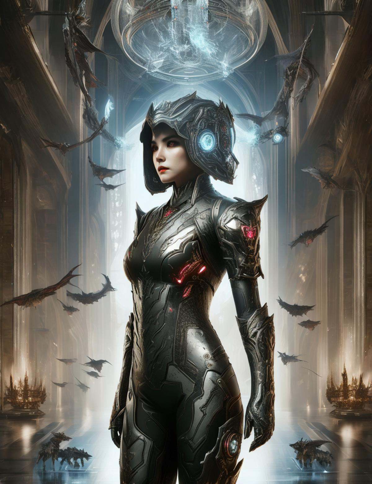 DonM71m37r4v3l female diablos,  technomancer,  shoulderpad by DonMischo on Tensor.Art