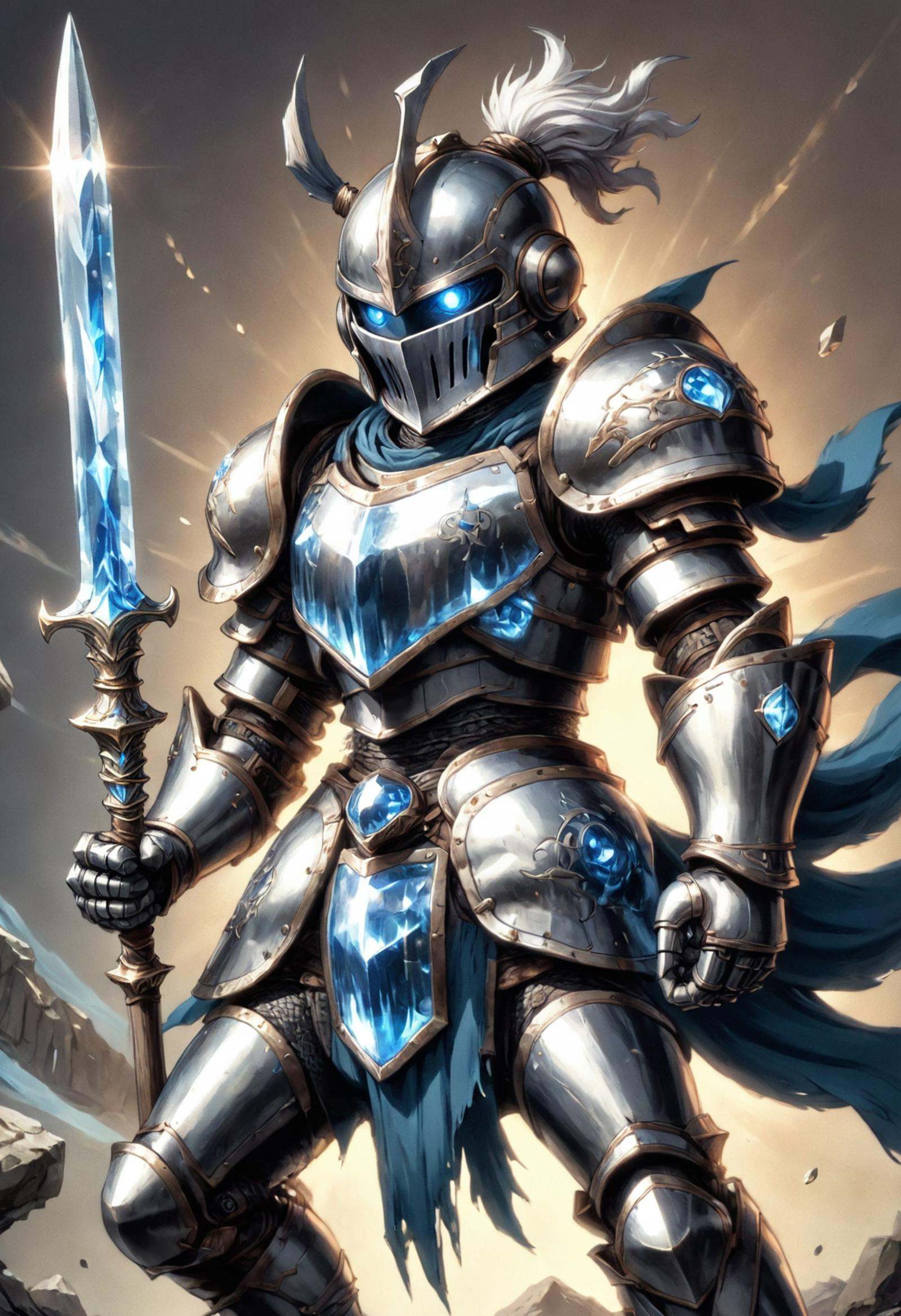 DonMC4r700nFu510nXL knight,  crystal staff plate armor, on Tensor.Art