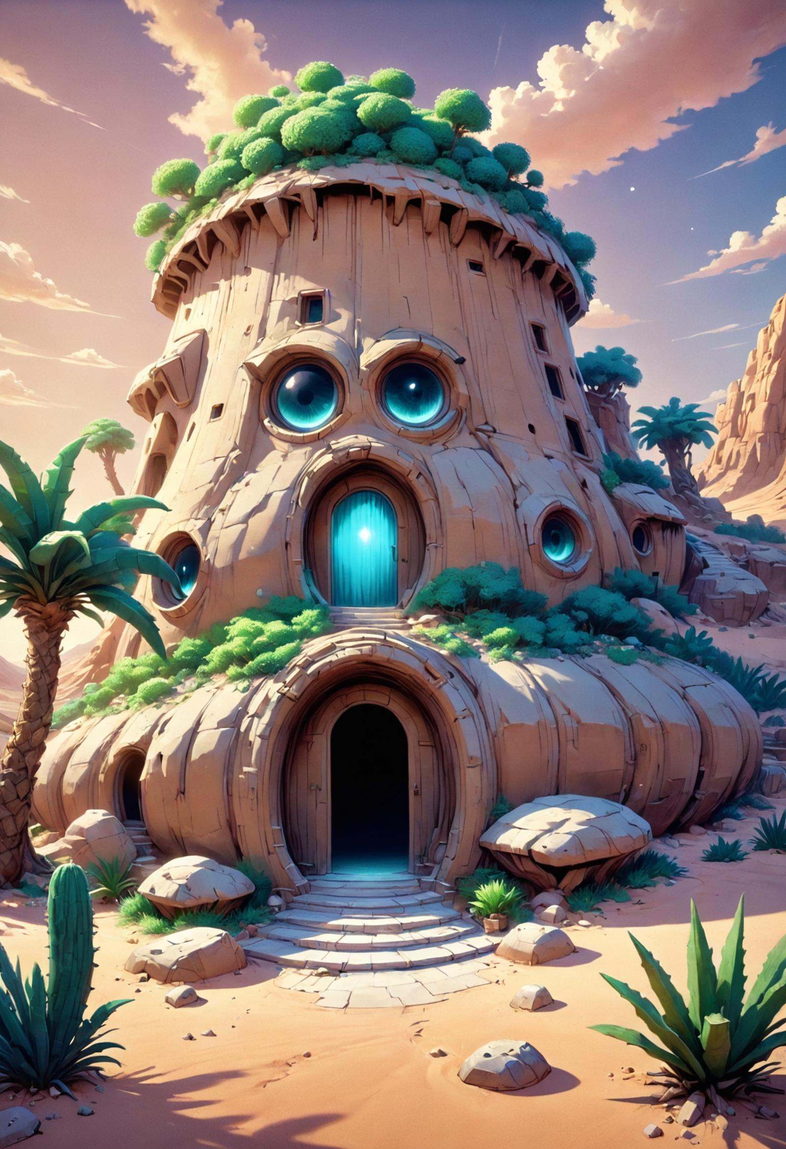 DonMC4r700nFu510nXL secret lair in desert biome on Tensor.Art