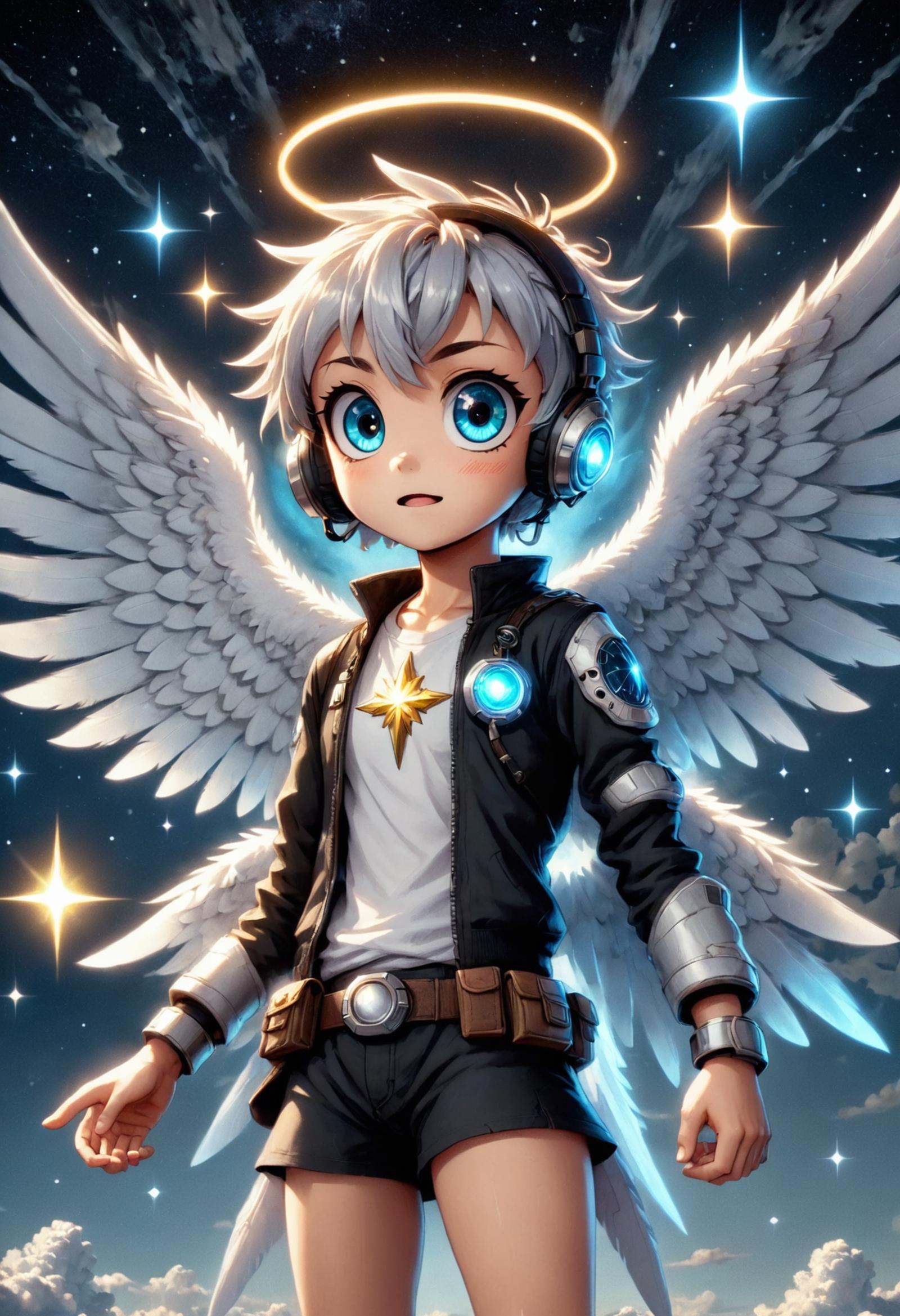 DonMC4r700nFu510nXL parallel universes of starry seraphim- winged being with luminous,  starry wings and celestial halos....