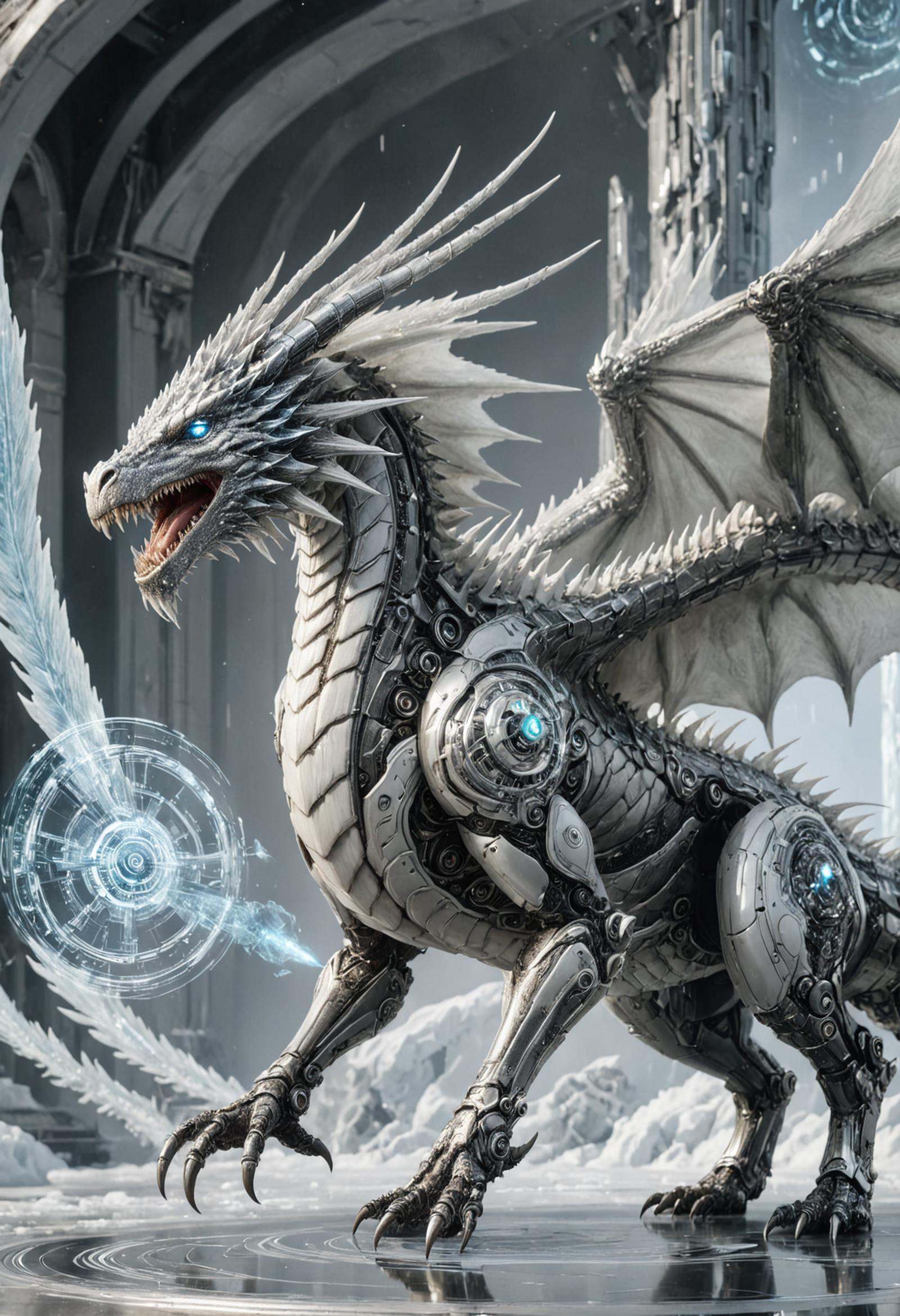 DonM71m37r4v3lXL close up a ethereal polar force wyrm-like Barioth wyvern,  claws,  multi-headed head by DonMischo on Tens...