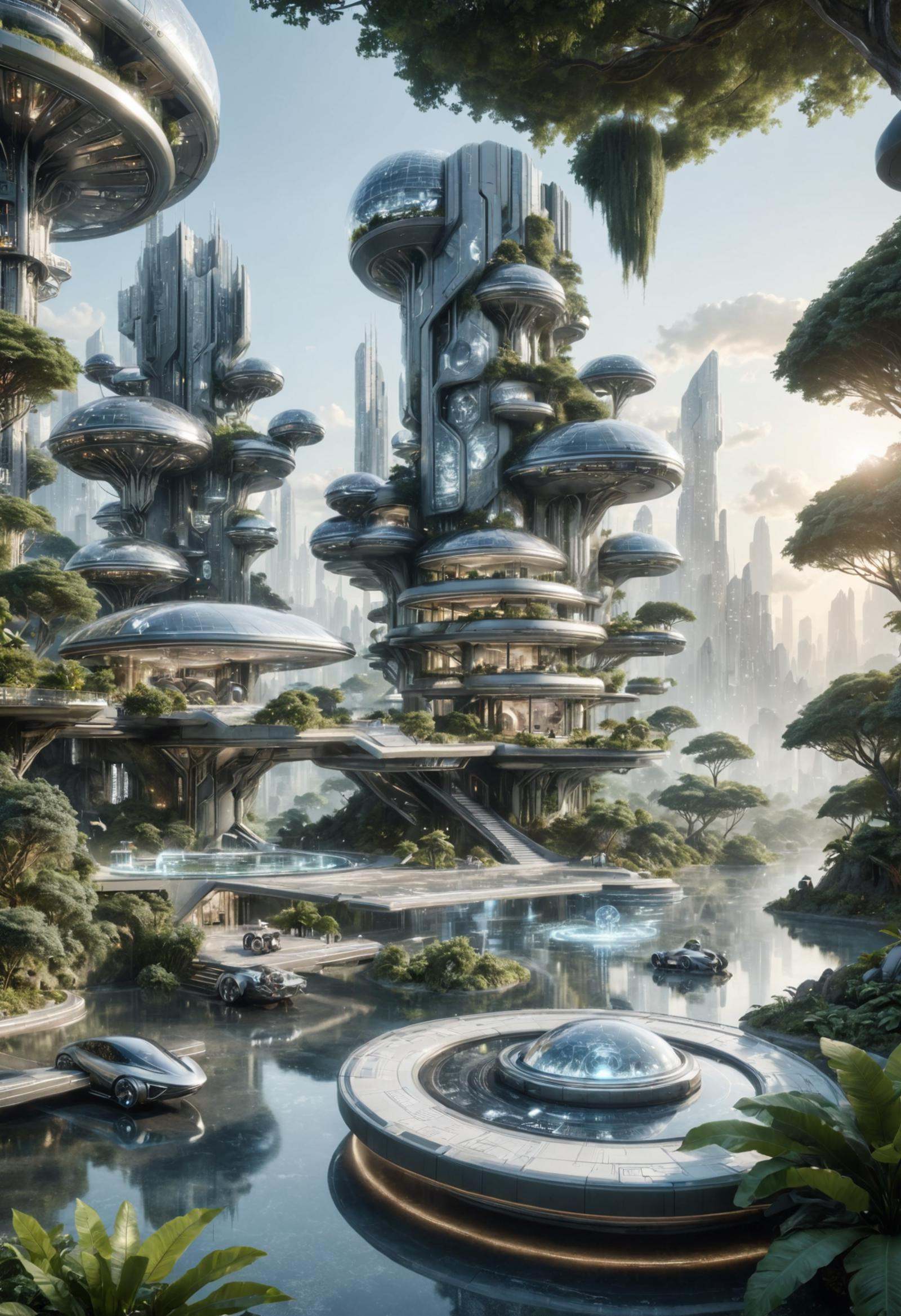 DonM71m37r4v3lXL close up industrial city residence in tropical seasonal forest biome,  time travel by DonMischo on Tensor...