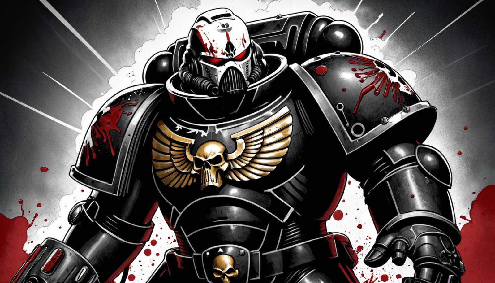 (digital illustration),  Space Marine from the Black Templar Chapter,  [black|white] Power Armor on Tensor.Art