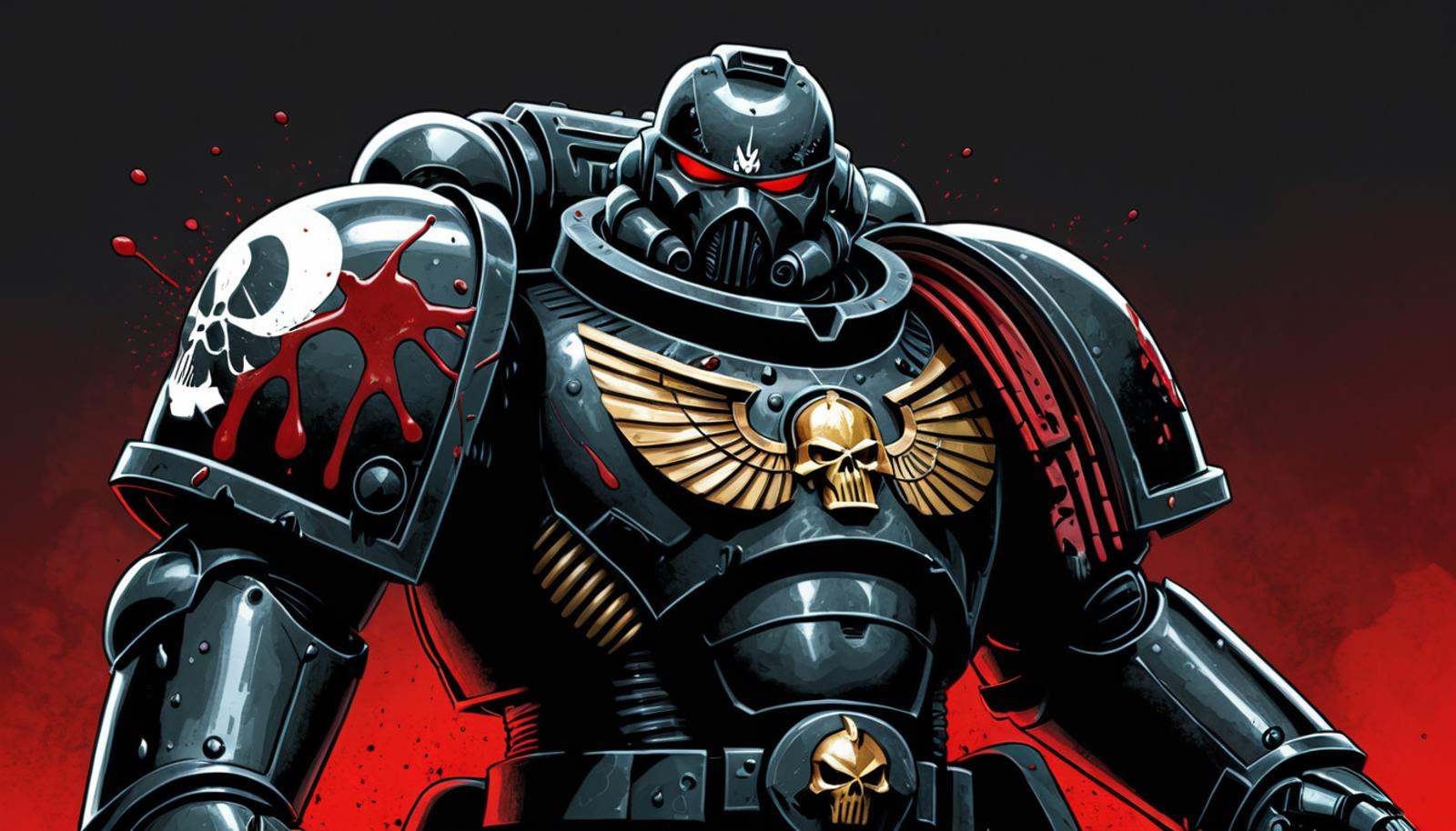 (digital illustration),  Deathwatch Space Marine,  black Power Armor on Tensor.Art