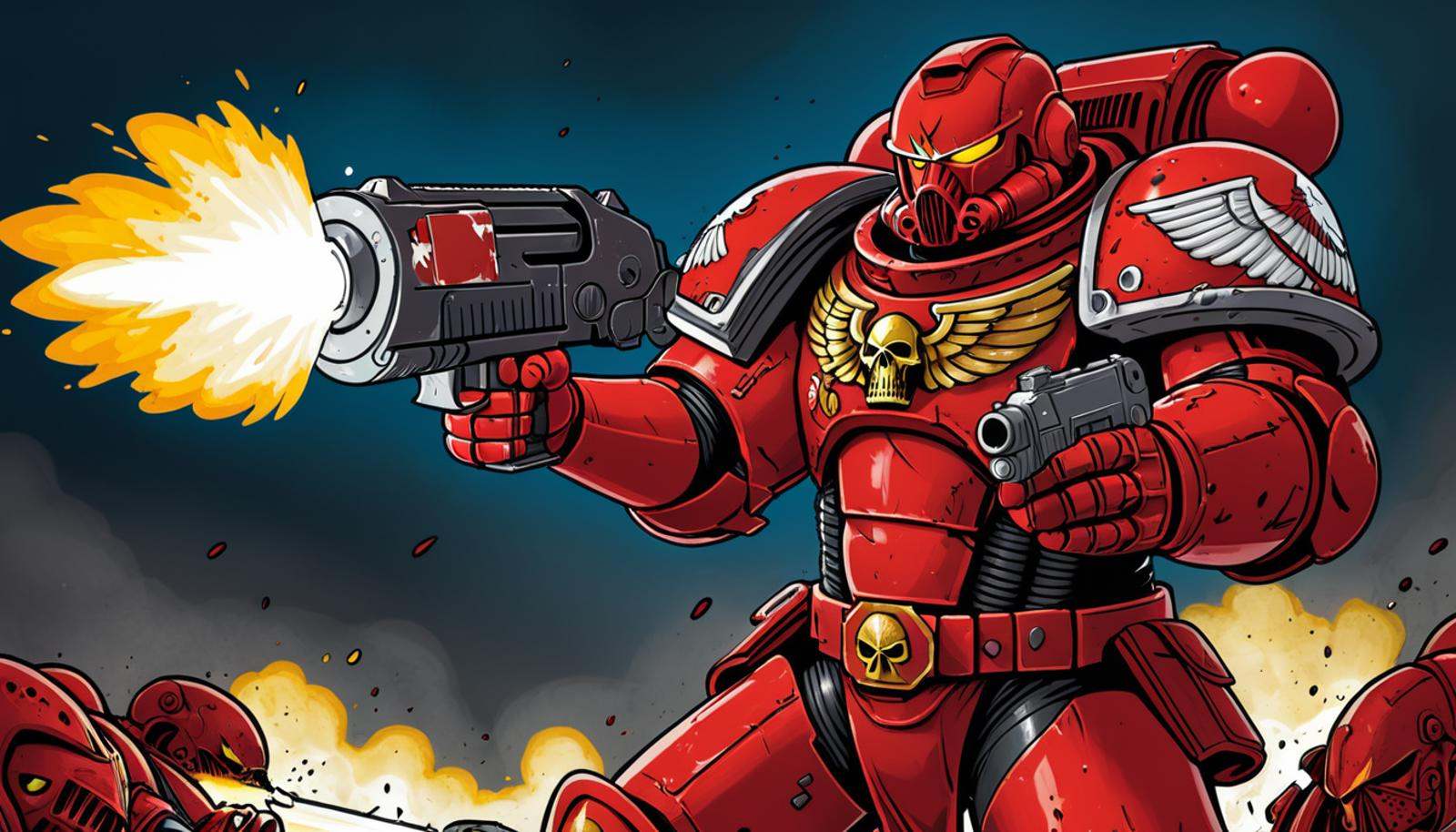(digital illustration),  Blood Angel Space Marine,  Red Power Armor on Tensor.Art