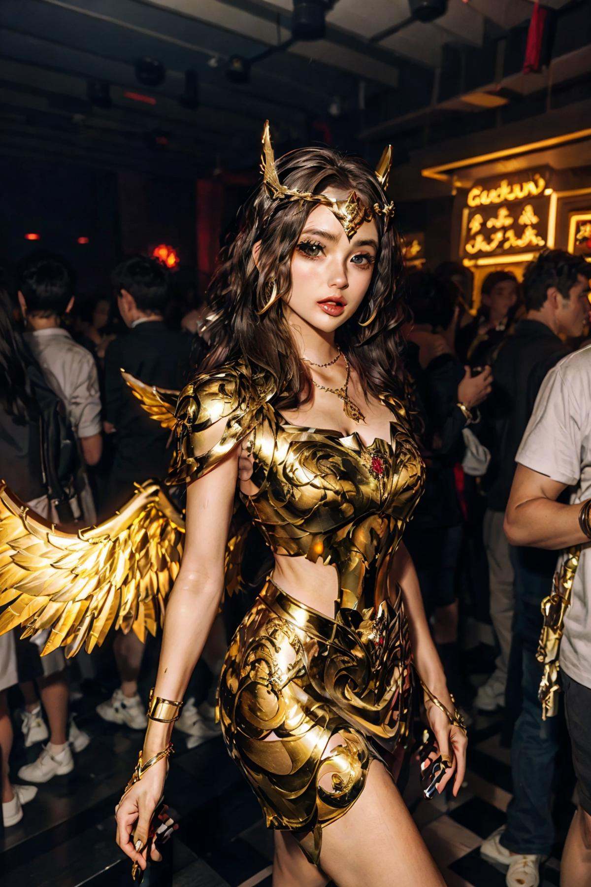 Bar photo,depth of field,jewelry,lips,best qualtiy,masterpiece,movie-level quality,<lora:20240115-1705331714218-0020:0.6>,jewelry,necklace,many people,<lora:SagittariusArmor:0.4>,Sagittarius,gold armor,<lora:add_detail:0.3>,cann,drink,headgear,golden skirt,golden wings,