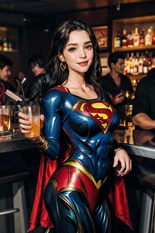 Bar photo,1girl,earrings,(superman:1.3),film and television characters,golden long hair,jewelry,best qualtiy,masterpiece,movie-level quality,<lora:20240115-1705331714218-0020:0.5>,drink,smile,cann,drink,<lora:add_detail:0.3>,